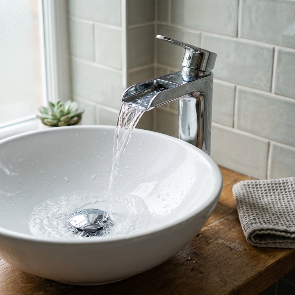 Chrome waterfall basin