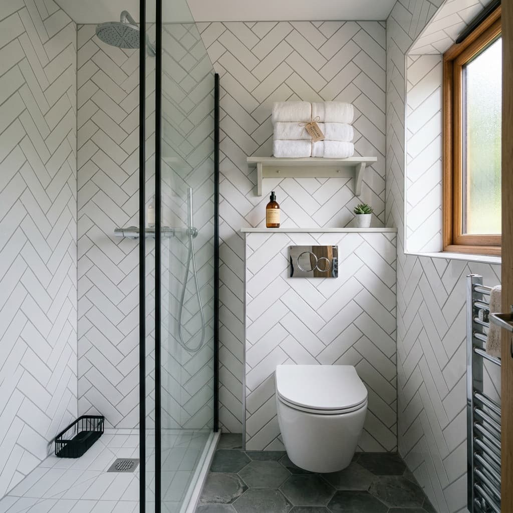 Herringbone tile en-suite