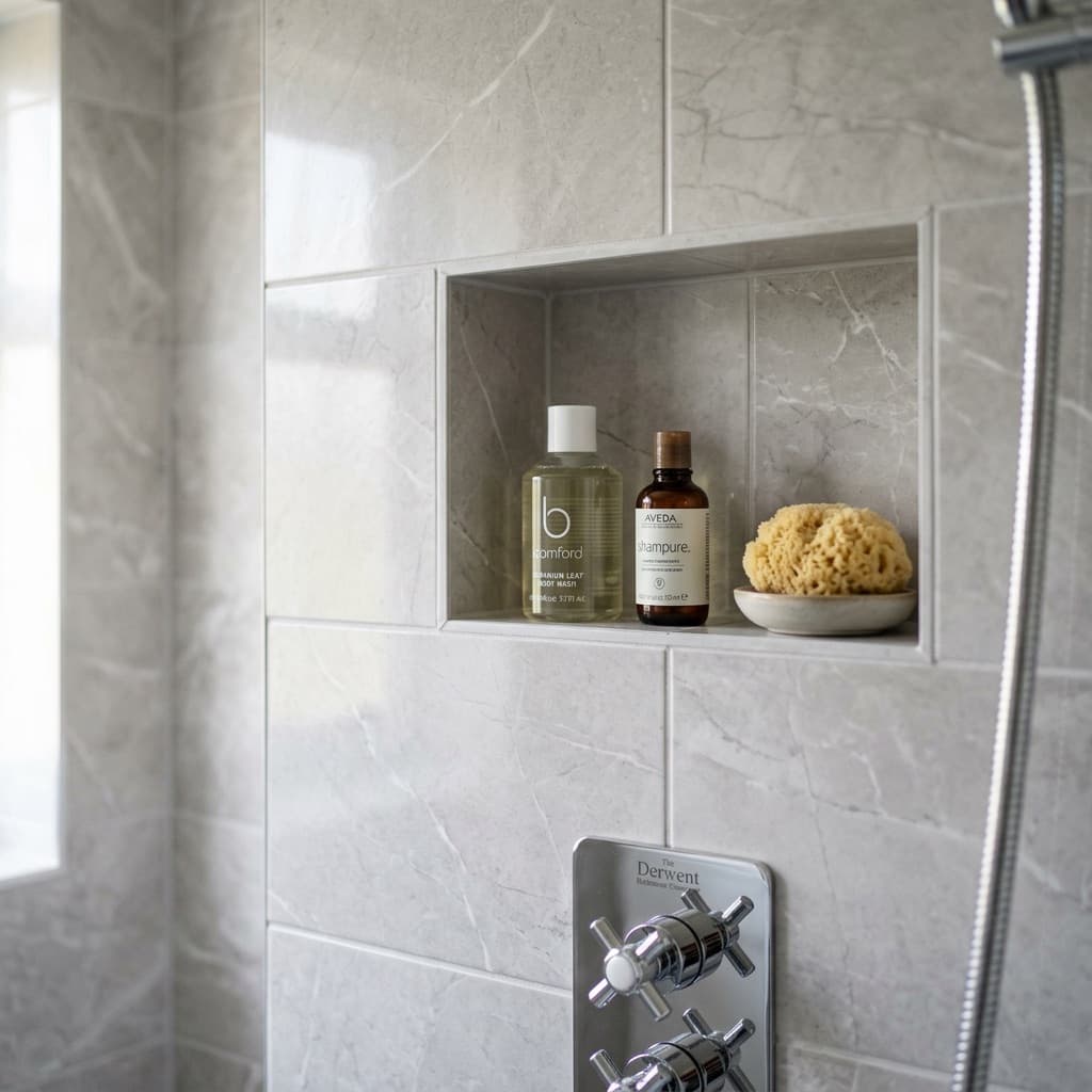 Large format marble-effect tile