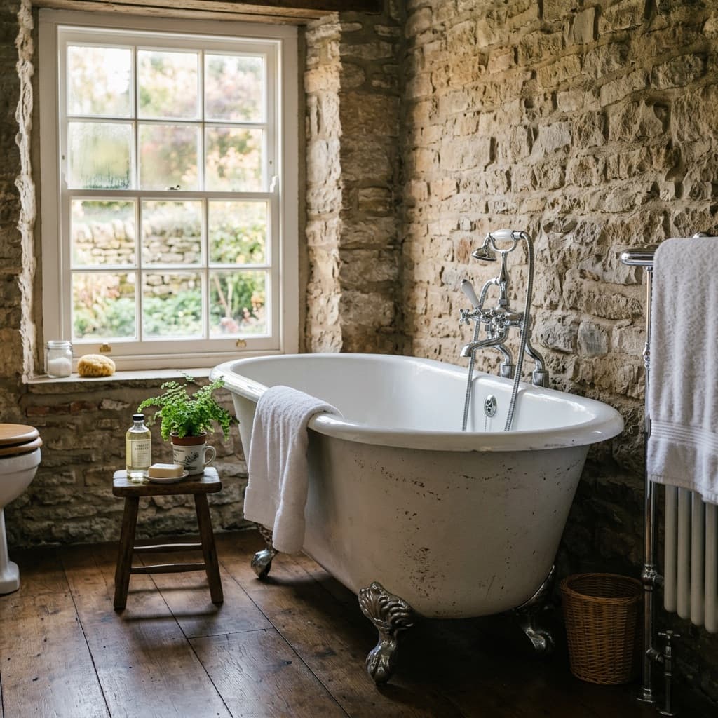 Freestanding roll-top bath